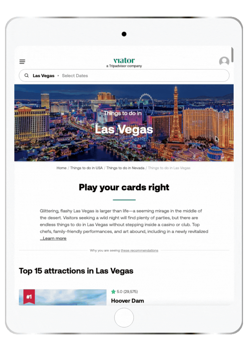ALLEZ ELIZABETH - iPAD MOCKUP - VIATOR LAS VEGAS