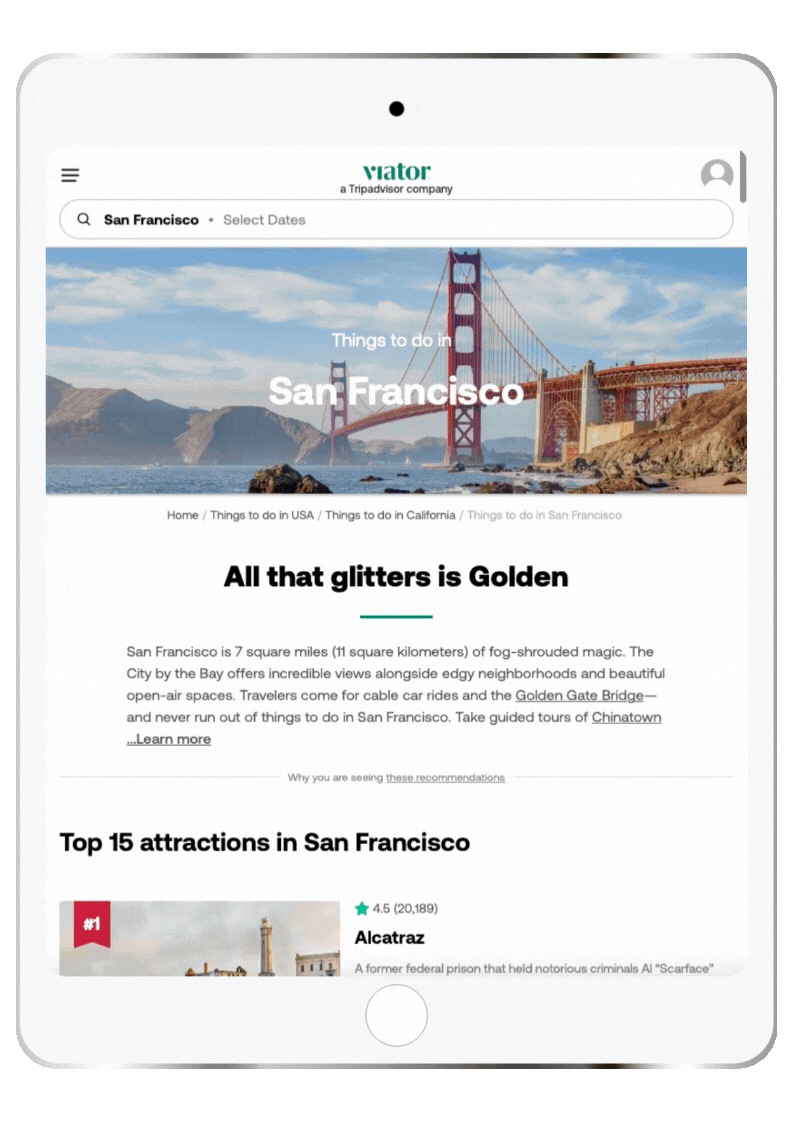 ALLEZ ELIZABETH - iPAD MOCKUP - VIATOR SAN FRANCISCO